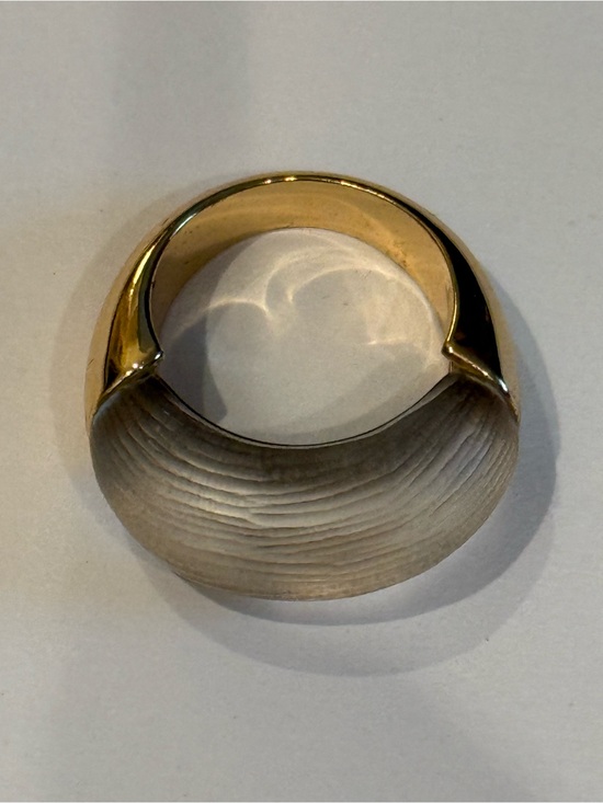 Alexis Bittar Jewelry - Alexis Bittar Hand Carved Taupe Lucite and Gold tone Ring size 9